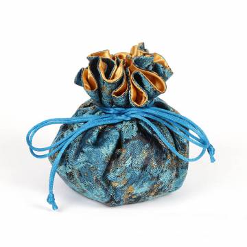 Cathayana Jewelry Pouch - Blue Abstract with Gold