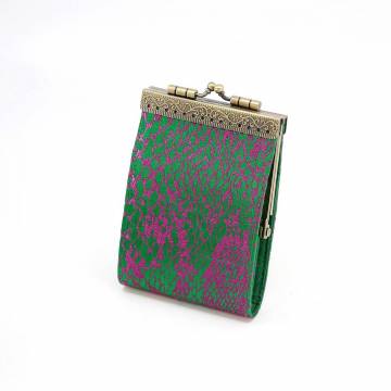 Cathayana RFID Blocking Card Purse - Green /Hot Pink Animal Print