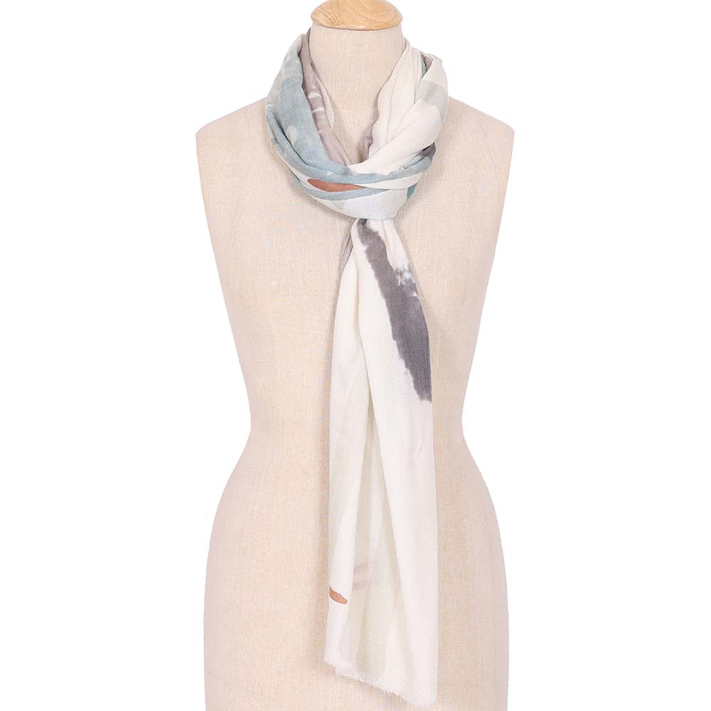 Plume Nova Merino Wool Scarf - Indah - Ivory/Blue