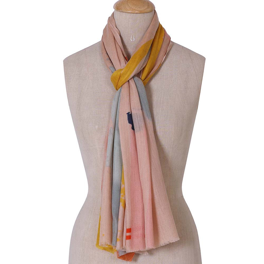 Plume Nova Merino Wool Scarf - Indah - Pink/Yellow