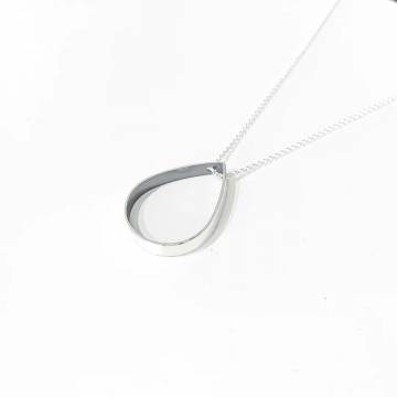 Minima Drop Necklace - Large - Oxidized / Silver