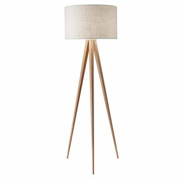 Adesso Lighting DIRECTOR Floor Lamp - Natural Wood with Natural Fabric Shade