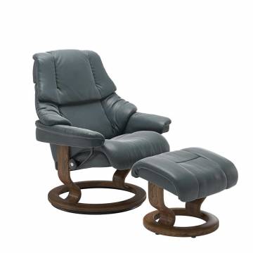 Stressless Reno Recliner and Ottoman - Classic Base