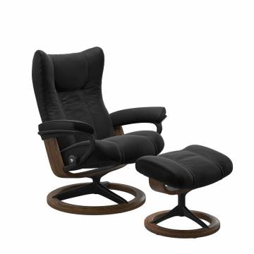 Stressless Wing Recliner and Ottoman - Signature Base