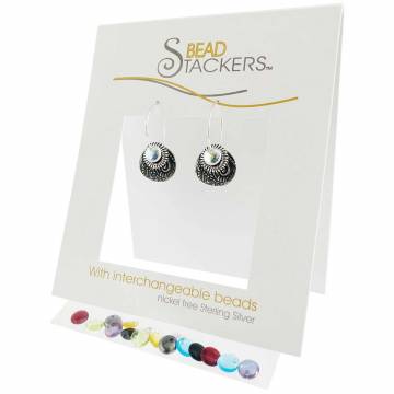 Bead Stackers TC36 Earrings, Antique Metal, Glass Bead