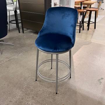 Amisco GLENN Swivel Counter Stool in Cerulean Fabric with Dayglam Metal