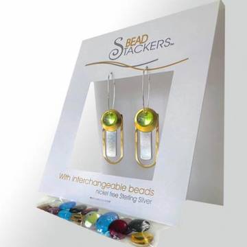 Bead Stackers RTSG42 Earrings, Long, Glass, Gold/Silver