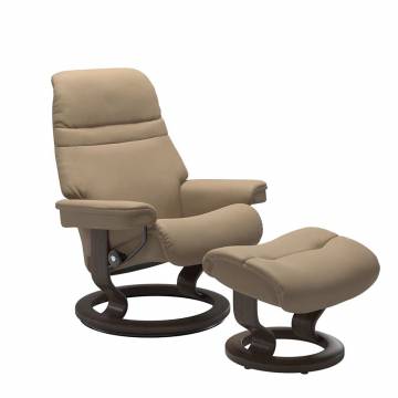 Stressless Sunrise Recliner and Ottoman - Classic Base