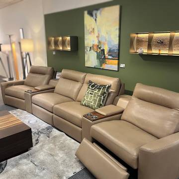 American Leather KEYSTONE Recliner Sectional - Haven Champagne Grade G Leather