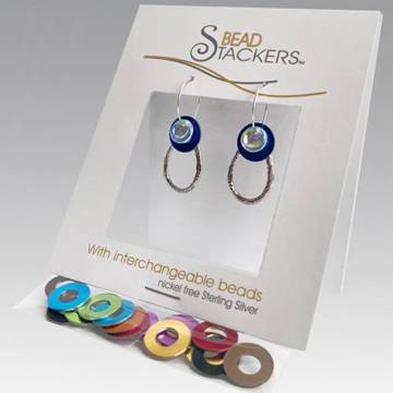 Bead Stackers TRDP38 Earrings, Pewter Drop, Anodized Aluminum