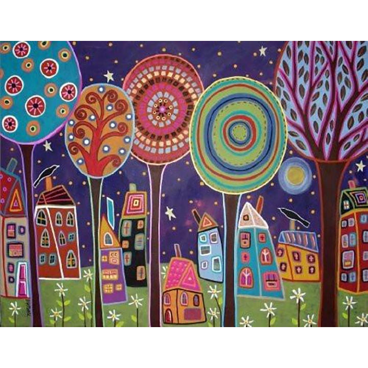 Artifact Puzzles - Karla Gerard NIGHT VILLAGE Wooden Jigsaw Puzzle ...