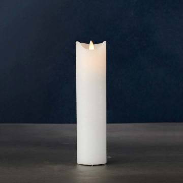 Sirius SARA EXCLUSIVE 2 x 8 inch White Wax Pillar Candles with LED Moving Flame