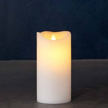 Sirius SARA EXCLUSIVE 3 x 6 inch White Wax Pillar Candles with LED Moving Flame