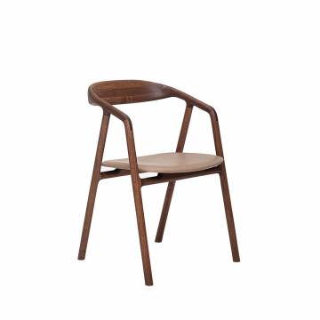 Woak BLED Dining Chair - Natural Oiled Walnut with Cashmere Marmo Beige Leather