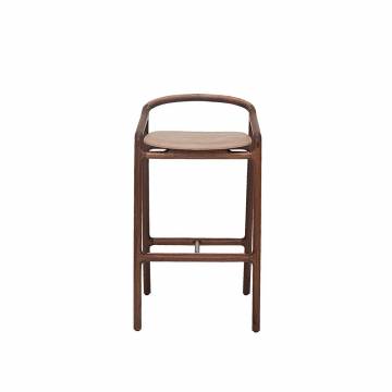 Woak BRIONI Counter Height Stool - Natural Walnut with Cashmere Marmol Beige Leather