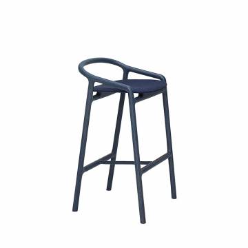 Woak BRIONI Counter Height Stool - Blue Stained Oak with Remix Blue Fabric