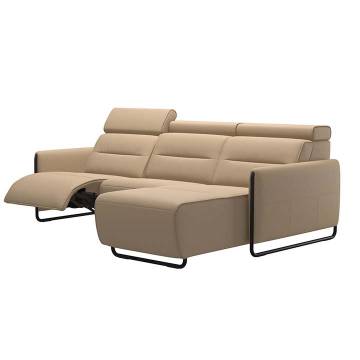 Stressless Emily V2 Two-Seat Steel Trim Sofa plus Chaise (M) - Power Option